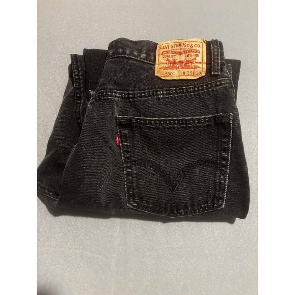 Levis 550 Vintage Y2K Jeans Relaxed Fit Mens 36x28 Black Denim Distressed